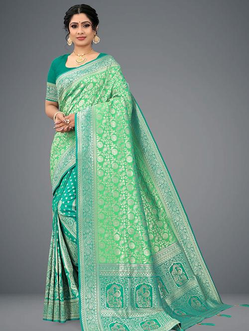 multi colored self design saree with blouse - 19413987 - Very Small Image - 1