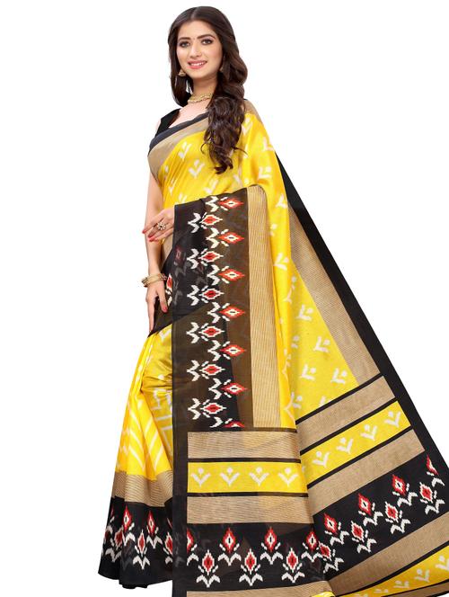 contrast bordered woven saree with blouse - 19414142 - Very Small Image - 1