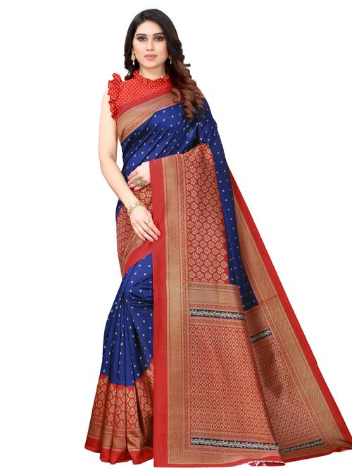contrast bordered printed saree - 19414166 - Very Small Image - 1