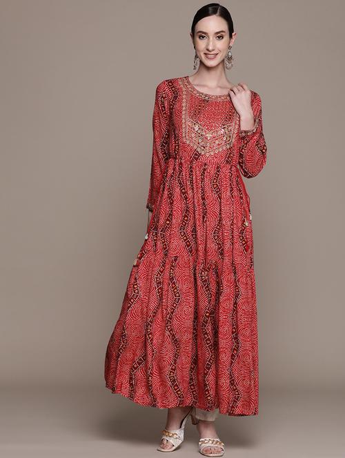 printed viscose anarkali kurta - 19414333 - Very Small Image - 1