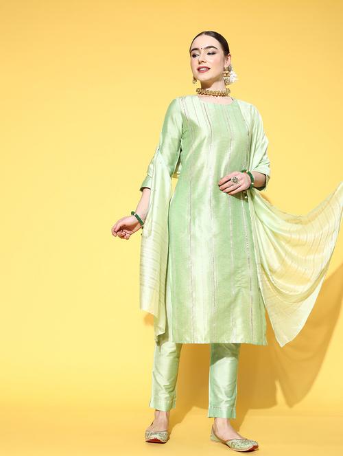 striped kurta pant set with dupatta - 19414393 - Very Small Image - 1