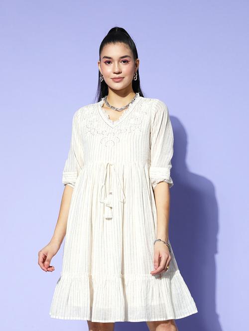 embroidered cotton a-line dress - 19414432 - Very Small Image - 1