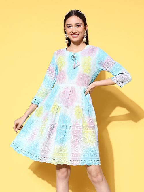 embroidered cotton a-line dress - 19414442 - Very Small Image - 1