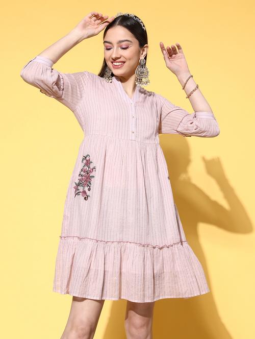embroidered cotton a-line dress - 19414452 - Very Small Image - 1
