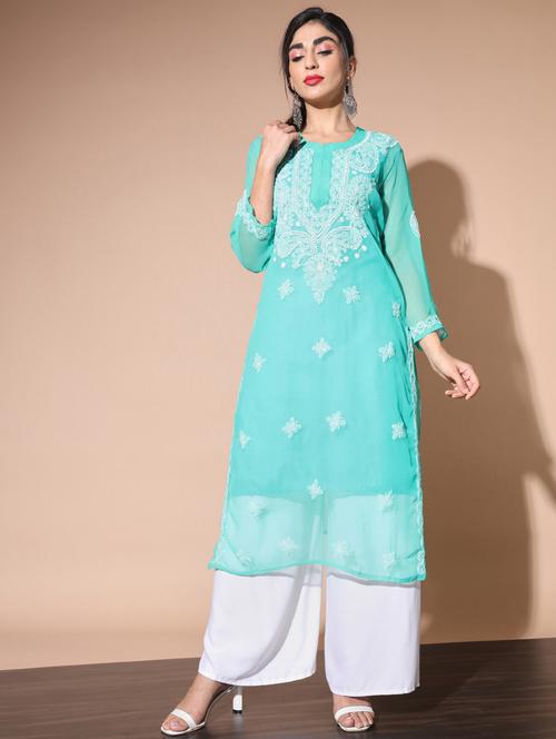 chikankari straight kurti - 19414538 - Very Small Image - 1