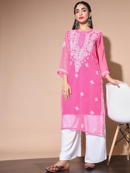 chikankari straight kurti - 19414543 - Very Small Image - 1