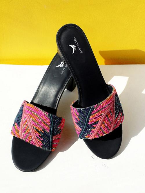 pink embellished slip on block heel sandals - 19414995 - Very Small Image - 1