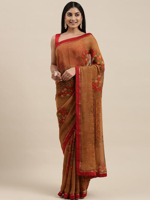 self design printed saree with blouse - 19415153 - Very Small Image - 1