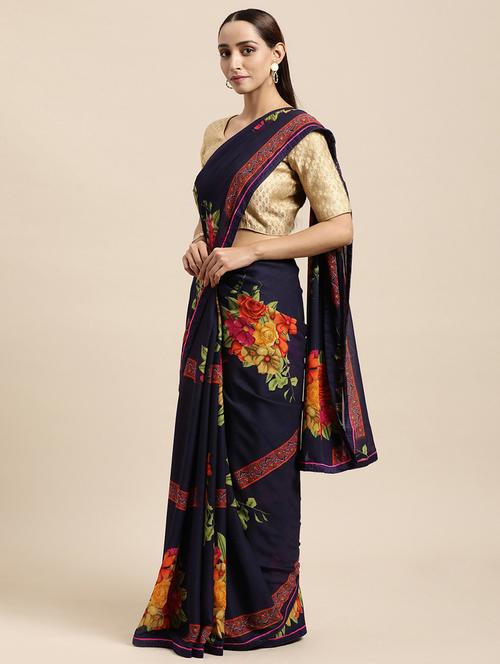 self design florals printed saree with blouse - 19415179 - Very Small Image - 1