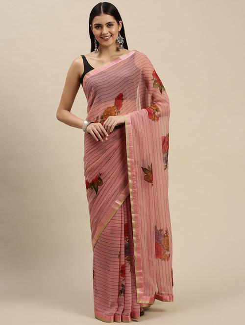 self design florals printed saree with blouse - 19415195 - Very Small Image - 1