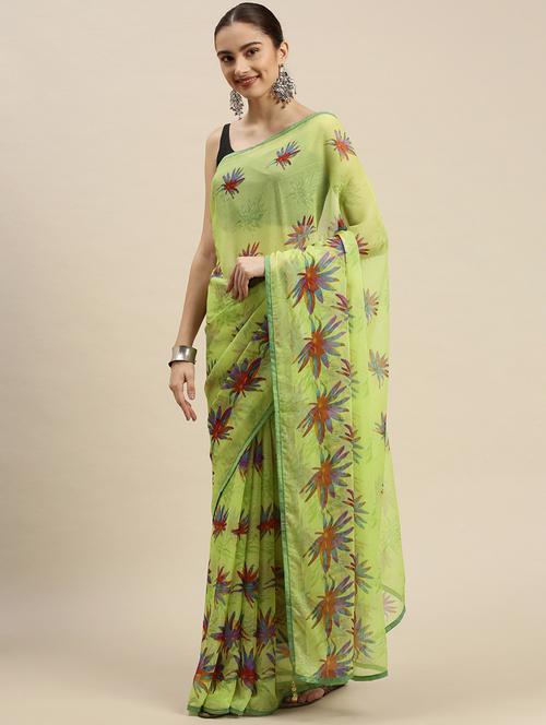 self design florals printed saree with blouse - 19415203 - Very Small Image - 1