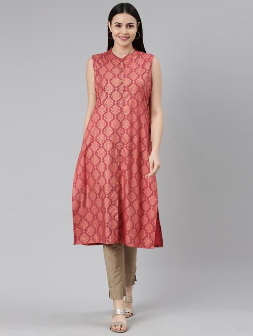 printed rayon straight kurta - 19415321 - Very Small Image - 1