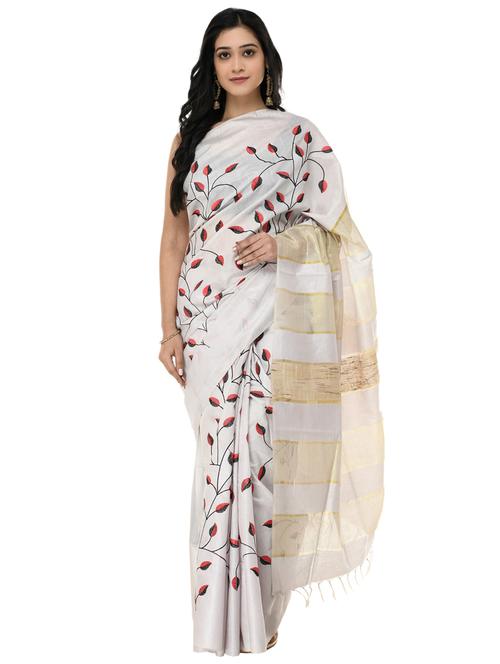 women's self design white colored saree - 19416725 - Very Small Image - 1