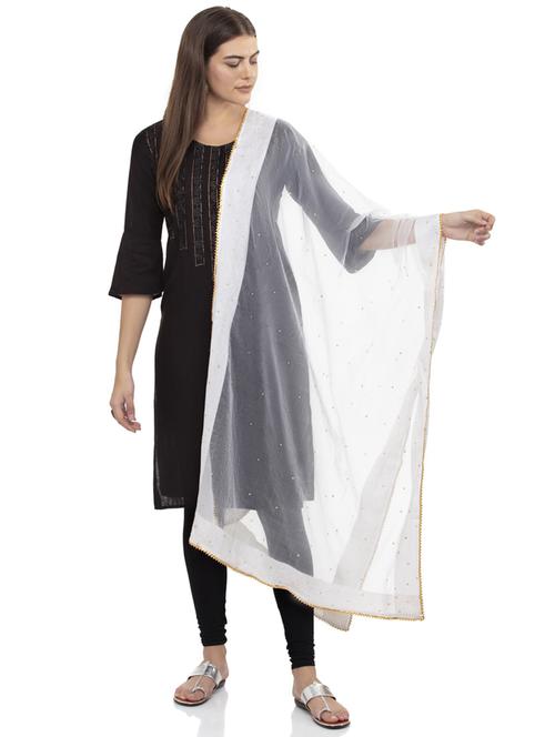 white cotton blend dupatta - 19416795 - Very Small Image - 1