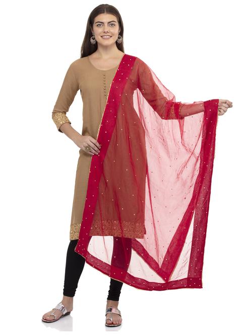 maroon mirror work dupatta - 19416803 - Very Small Image - 1