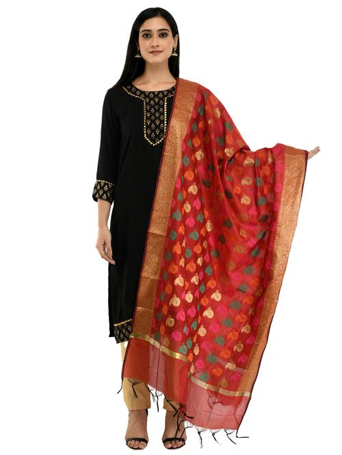 red woven dupatta - 19416808 - Very Small Image - 1