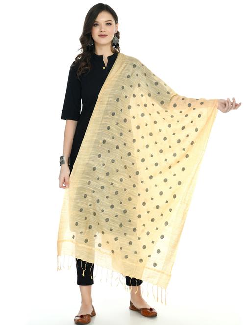 beige printed woven dupatta - 19416958 - Very Small Image - 1