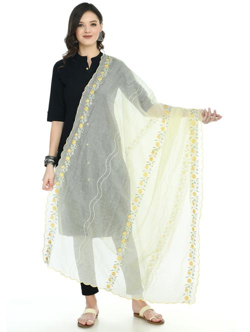 yellow embroidered dupatta - 19417011 - Very Small Image - 1