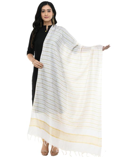 white woven striped dupatta - 19417021 - Very Small Image - 1