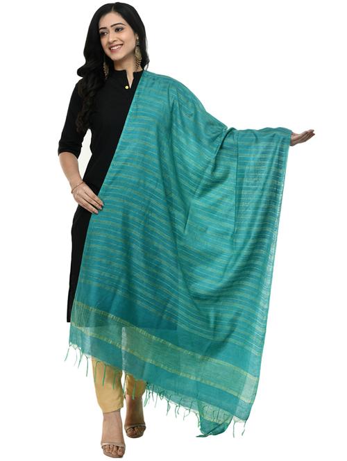 teal striped dupatta - 19417022 - Very Small Image - 1