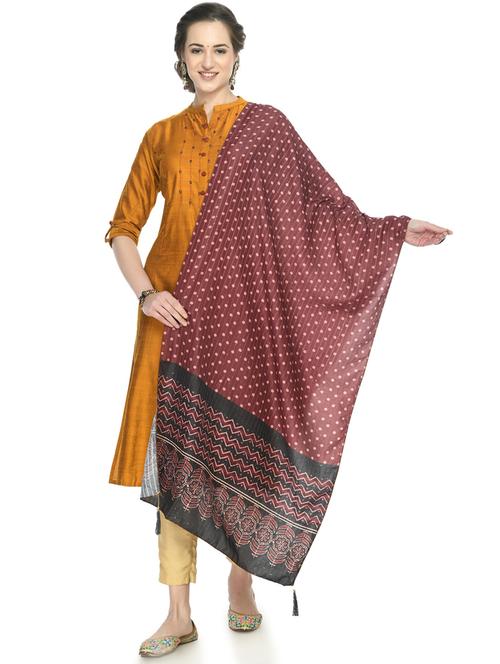 brown printed dupatta - 19417045 - Very Small Image - 1