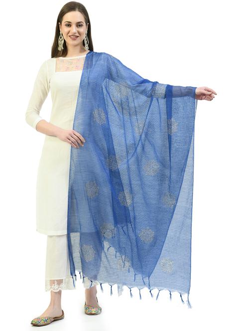 blue self design dupatta - 19417054 - Very Small Image - 1