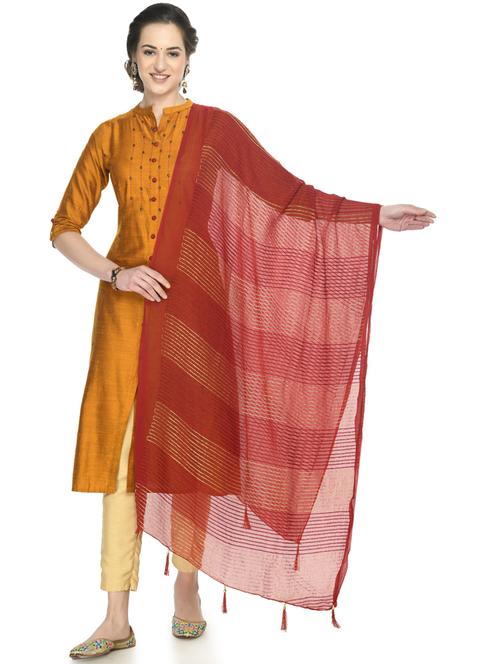 red self designed embroidered dupatta - 19417088 - Very Small Image - 1
