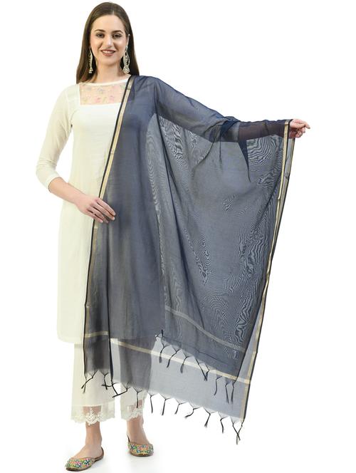 grey plain dupatta - 19417107 - Very Small Image - 1