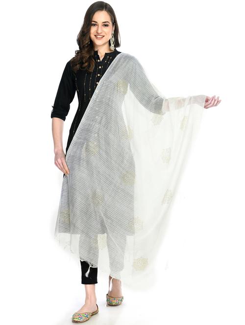 white self design dupatta - 19417110 - Very Small Image - 1