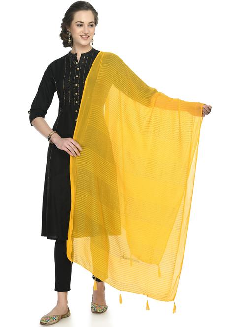 yellow striped dupatta - 19417121 - Very Small Image - 1