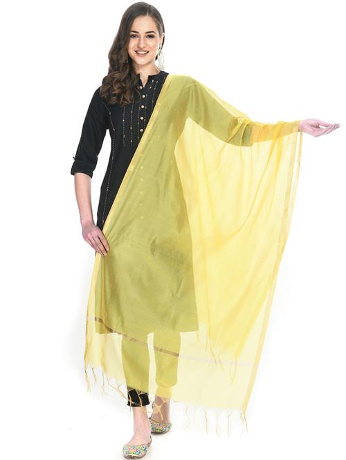 yellow plain dupatta - 19417124 - Very Small Image - 1