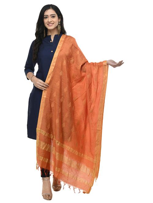 orange self design dupatta - 19417162 - Very Small Image - 1