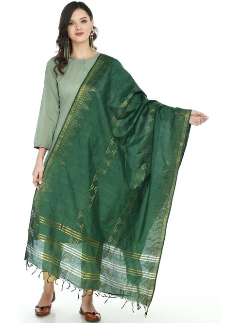 green self design dupatta - 19417170 - Very Small Image - 1