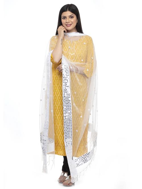 white self design dupatta - 19417188 - Very Small Image - 1