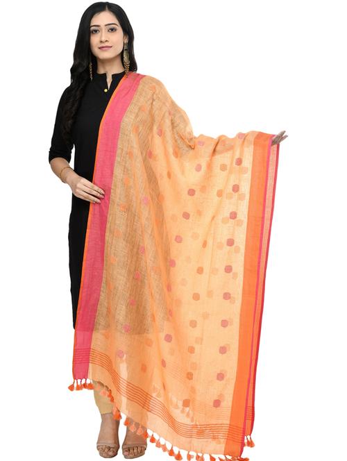 orange self design dupatta - 19417190 - Very Small Image - 1