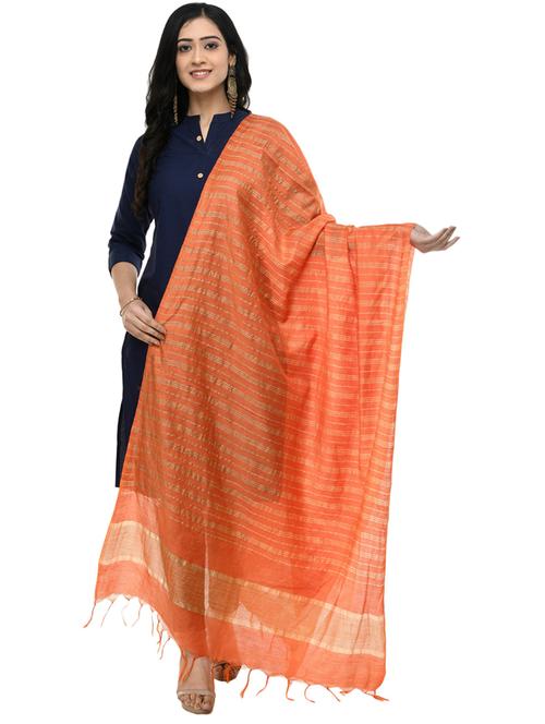 orange self design dupatta - 19417196 - Very Small Image - 1