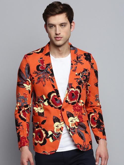 orange printed blazer - 19417439 - Very Small Image - 1