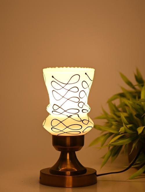 designer led compatible table lamp with decorated glass shade - 19417561 - Very Small Image - 1