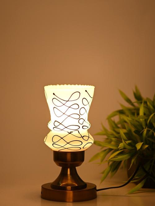 designer led compatible table lamp with decorated glass shade - 19417562 - Very Small Image - 1