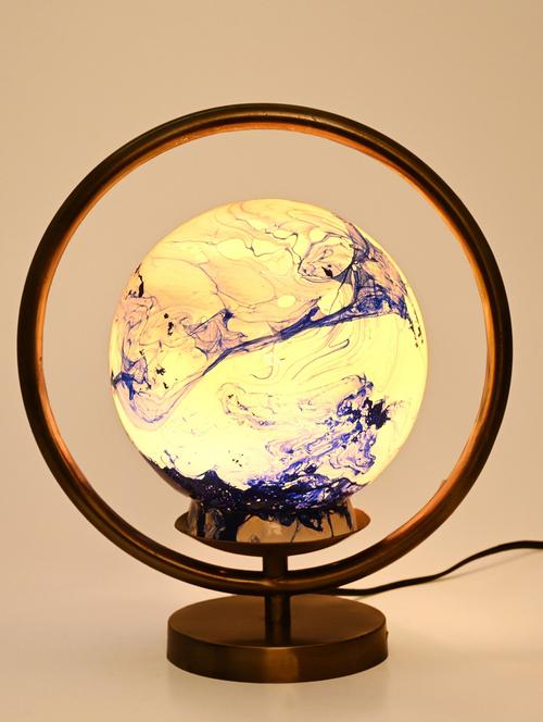 designer & decorative round table lamp with decorative colorful glass shade - 19417581 - Very Small Image - 1