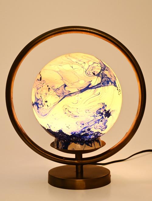 designer & decorative round table lamp with decorative colorful glass shade - 19417582 - Very Small Image - 1