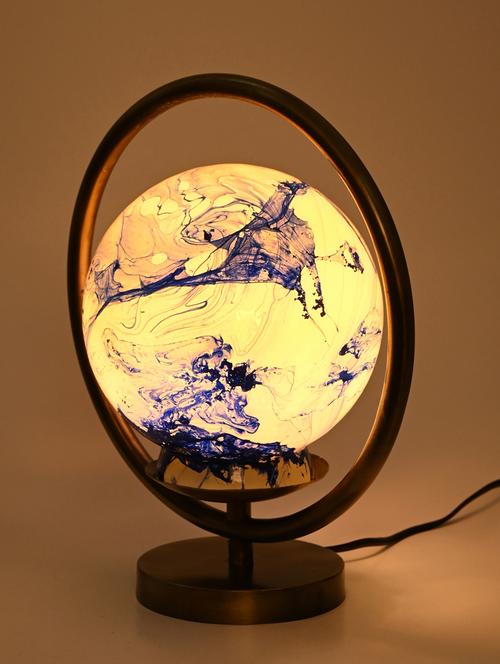 designer & decorative round table lamp with decorative colorful glass shade - 19417583 - Very Small Image - 1