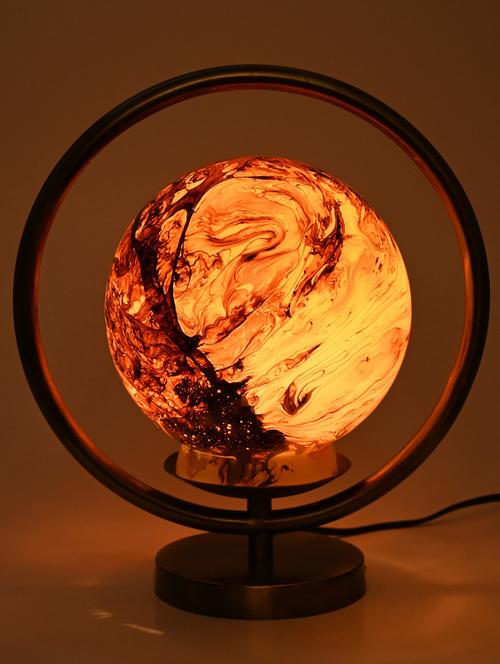 designer & decorative round table lamp with decorative colorful glass shade - 19417584 - Very Small Image - 1