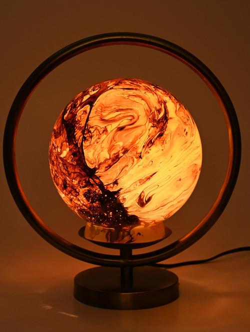 designer & decorative round table lamp with decorative colorful glass shade - 19417585 - Very Small Image - 1