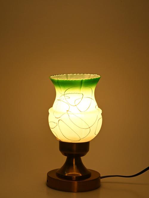 designer led compatible table lamp with decorated glass shade - 19417590 - Very Small Image - 1