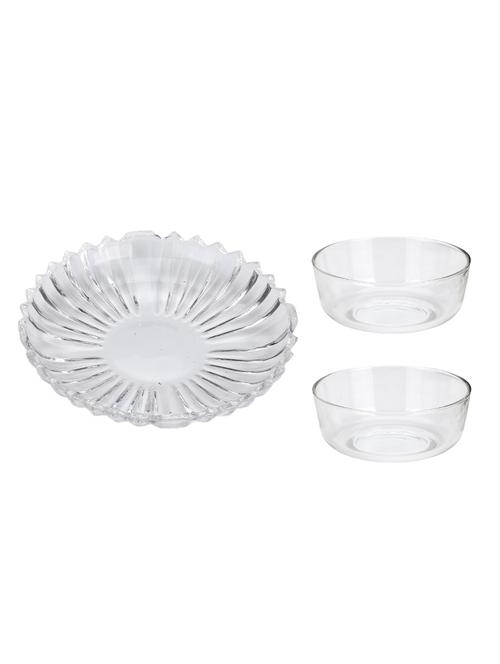 combo of 2 bowl and 1 plate, transparent, glass, pack of 3 - 19417605 - Very Small Image - 1