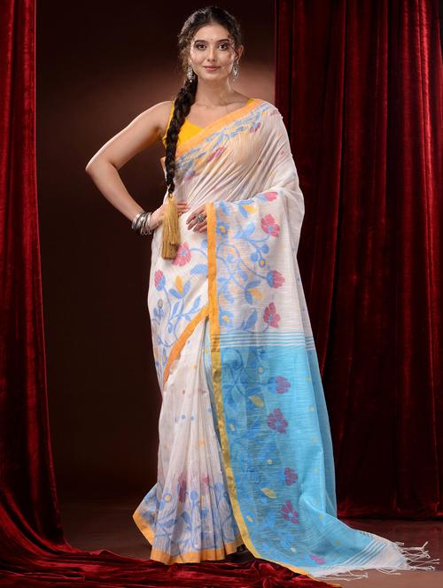 women's self design white colored saree - 19417676 - Very Small Image - 1