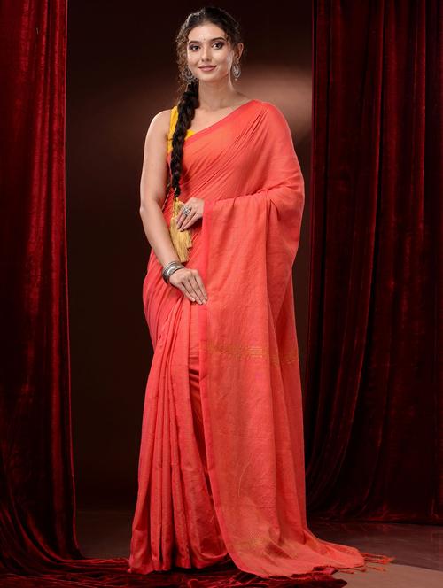 self design handloom saree with blouse - 19417708 - Very Small Image - 1