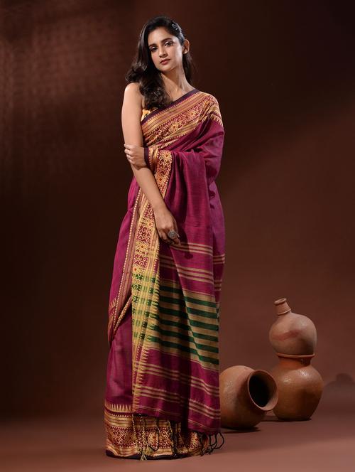 women's self design magenta colored saree with blouse - 19417935 - Very Small Image - 1