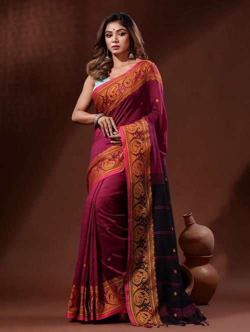 women's self design magenta colored saree - 19418044 - Very Small Image - 1